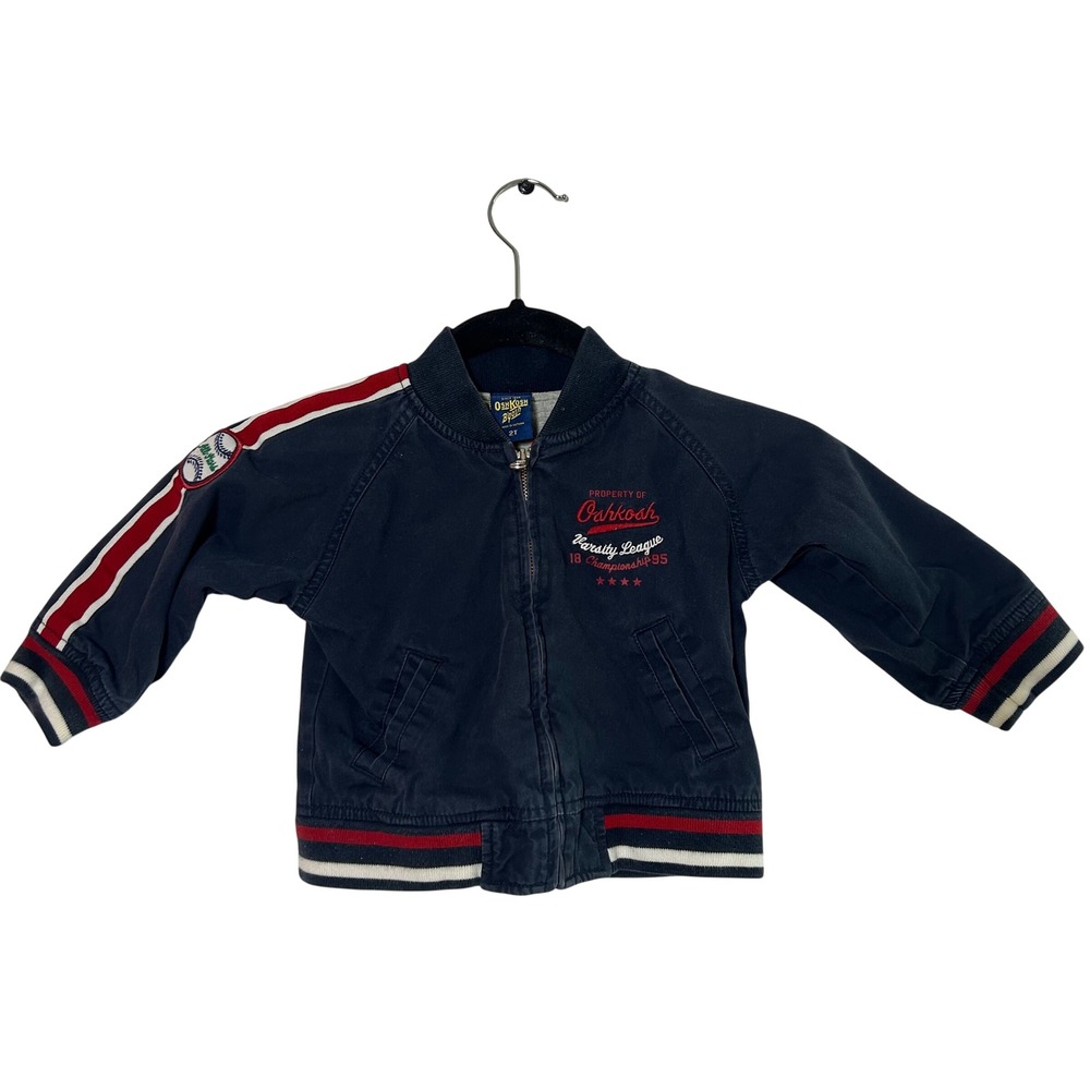 Vintage OshKosh B'gosh Kids Navy Varsity League Bomber Jacket Size‎ 2T